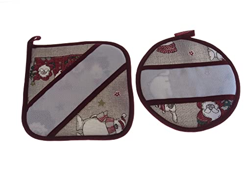 Coppia presine cucina con tela aida natale