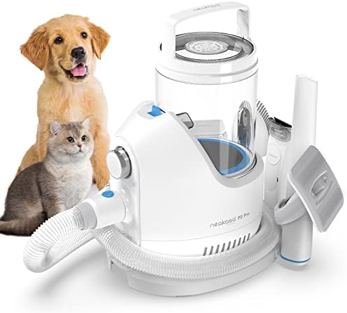 Neakasa by neabot P2 Pro Dog Grooming Kit, Dog Clippers Vacuum Suction 99% Hair, Pet Grooming with 5 Proven Tools, 2L Large-Capacity Easy Empty Dustbin for Dogs Cats Animals (Blue-White)