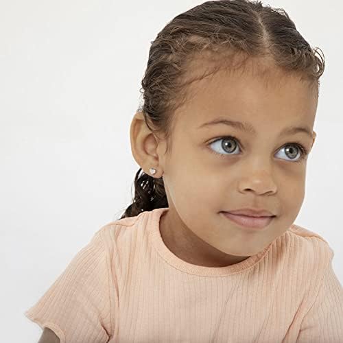 925 Sterling Silver Tiny 5mm x 5mm Heart Shaped Screw Back Locking