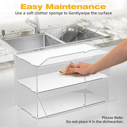 Acryvic Gebäckvitrine für kommerzielle Arbeitsplatte, Acryl-Bäckerei-Vitrine, Aufbewahrungsbox für Dessert, Donut-Brot, Kuchen, Cupcakes, Bagels, Kekse (2-stöckige Vitrine)