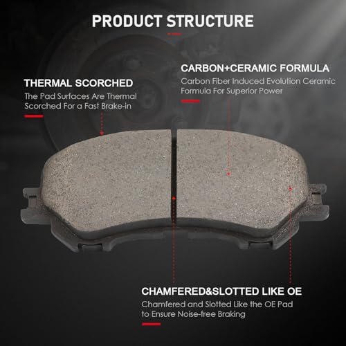 Image of cciyu D1737 & D1393 Front & Rear Ceramic Disc Brake Pads Kit For Nissan For Qashqai 2017-2019,For ROGUE 2014-2020,For ROGUE Sport 2017-2020