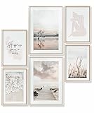 Heimlich® Premium Poster Set OHNE Bilderrahmen | 2 x DIN A3 & 4 x DIN A4 - ca. 30x42 & 21x30 | Stilvolle Poster Collagen mit passenden Bilder als Wanddeko » Strand Meer Baum «