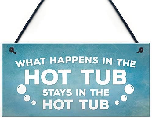 Meijiafei Hot Tub Novelty Funny Garden Hanging Wall Plaque Shed Jaccuzi Home Decor Sign 10" X 5"