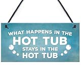Meijiafei Hot Tub Novelty Funny Garden Hanging Wall Plaque Shed Jaccuzi Home Decor Sign 10" X 5"