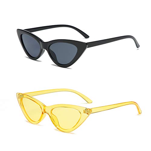 Image of Retro Vintage Narrow Cat Eye Sunglasses for Women Clout Goggles Plastic Frame