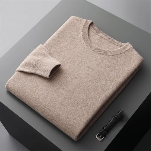 Men's Business Casual Fashion Tops 100 Percent Merino Cashmere Sweater Round Neck Pullover Knitted Loose Pullover4