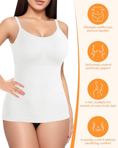 AURUZA 2PCS Womens Shapewear Tummy Control Scoop Neck Camisole Tops for Women Seamless Compression Tank Top Plus Size3