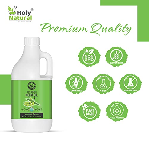 Organic Neem Oil (33.81 Fl Oz) Usda Certified, 100% Pure & Natural, Virgin Cold Pressed Neem Oil – Good For Dry Skin To Moisturize, Dandruff Free Hair,Ideal For Indoor&Outdoor Plant For Green Garden #TOP1