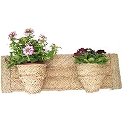 Sillas y Mesas Peña Macetero Doble Horizontal con armazon de Madera y Tejido con Esparto Natural. 75x22x15cm