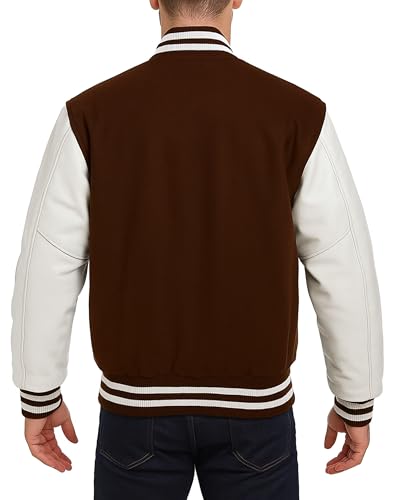 Image of LP-FACON Unisex Varsity Letterman Jacket | Mens College Baseball High School Bomber Wool + Faux Leather Jacket