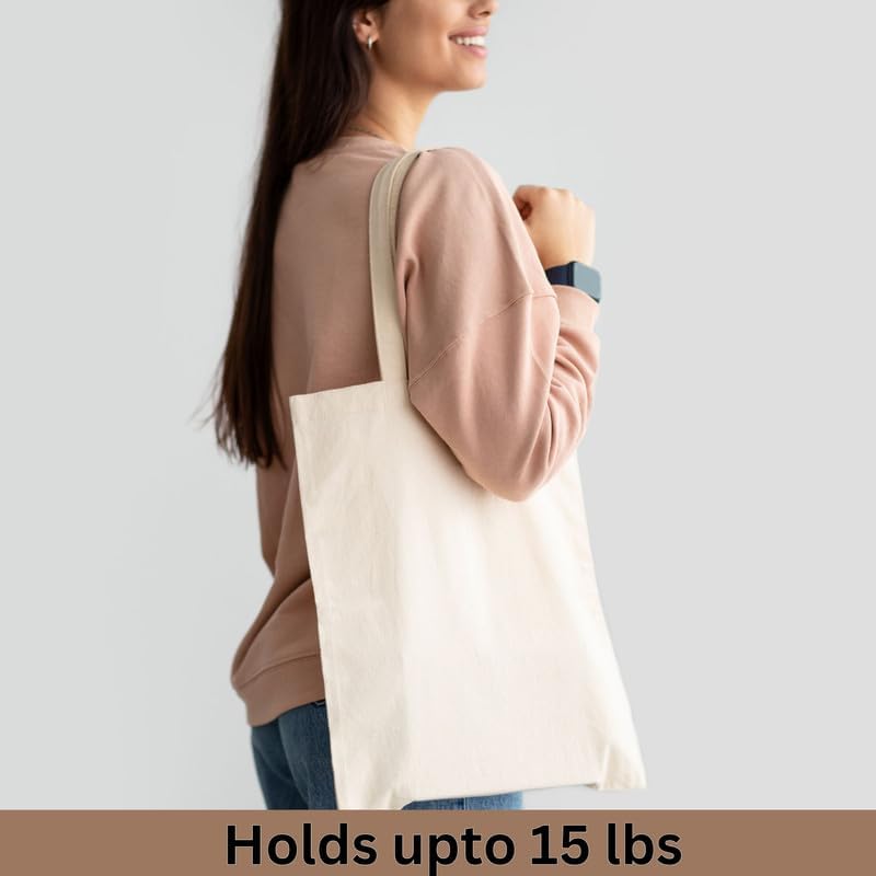 Miniatura 3 de Saan Club Bolsas de lona a granel  Bolsas de comestibles reutilizables con asas  Bolsas 100% algodón lisas para bricolaje, promoción, regalos