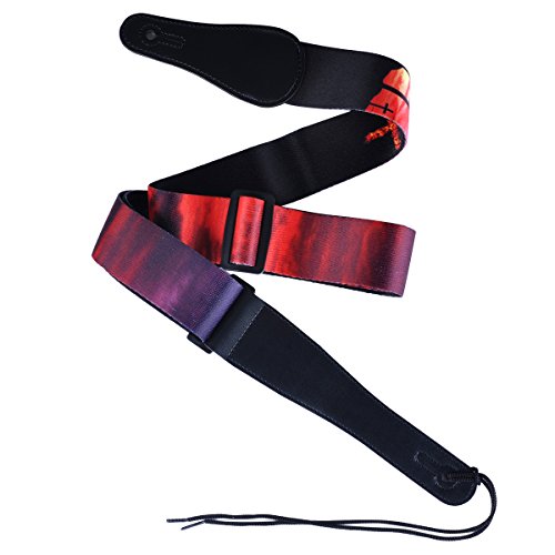 Guitar Strap For Acoustic - Vintage Strap For Classical And Electric Guitars Adjustable Soft Polyester Cotton Strap With Free Guitar Picks (Sunset) #TOP3
