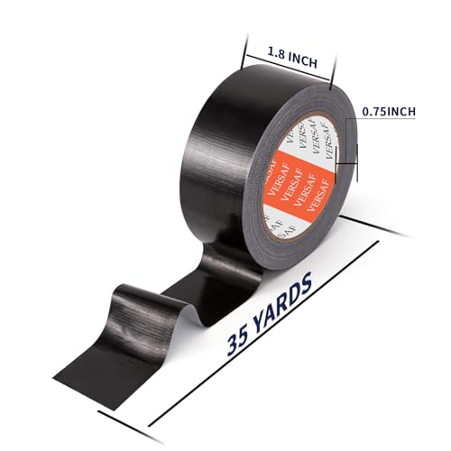 Image of VERSAF 4 Pack Heavy Duty Duct Tape - 35 Yards x 2 Inches, Hand Tearable, Strong Industrial Duct Tape Bulk, No Residue, Waterproof for B2B, Home Use, DIY Projects, and Repairs (Black)