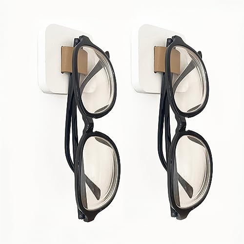 FINDAMAZE Porta Occhiali da Sole - Organizzatore per Occhiali da Sole in Legno Portaocchiali da Sole da Appendere Espositore per Occhiali(2 Pezzi, Bianco-Corti)