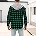 Plaid Shirt with Hood for Men Long Sleeve Button Down Casual Shirts Jackets Lightweight Fall Shacket Pockets 2025 Western Style Checkered Matching Outfits Men's Fashion 03# Green Medium