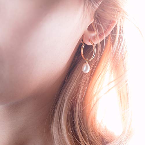 MOLAH 925 Silver Multi-use Hoop Sade Earrings 7-7.5mm Cultured Freshwater Drop White and Black Peacock Pearl 4-in-1 Yellow Gold Plated2