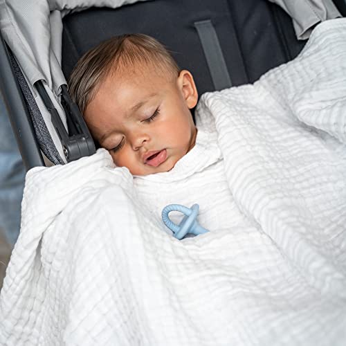 Image of Comfy Cubs Muslin Baby Blanket - Soft, Lightweight, 6-Layer Cotton Swaddle Blankets for Newborns, Infants & Toddlers - 40 inch x 40 inch Large, Breathable & Versatile for Sleeping & Tummy Time - White