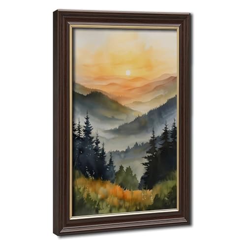 Poster sur toile montagnes brumeuses pour chambre zen et cocooning