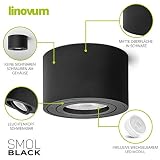 linovum 6 Stück Aufbauleuchte SMOL schwenkbar in schwarz matt & rund mit LED 4W warmweiß 230V