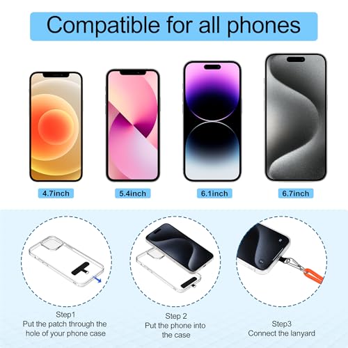 Image of takyu Phone Lanyard, 2 Pack Adjustable CellPhone Lanyard Crossbody Neck Strap & 2 Pack Wrist Strap & Nylon Tether Tabs Compatible for iPhone Android Smartphones Orange Black