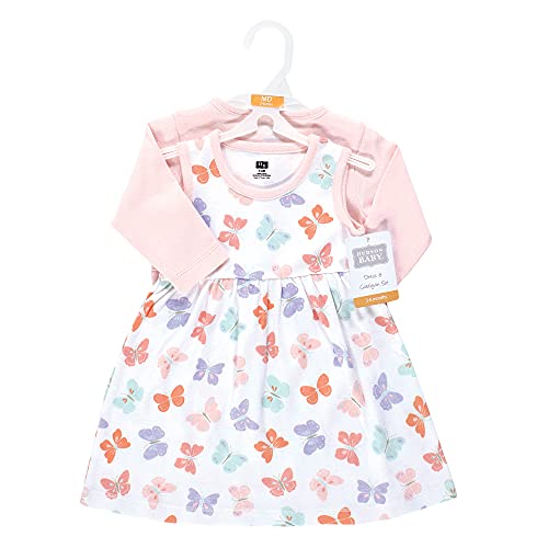 Image of Hudson Baby Girls' Cotton Dress and Cardigan Set