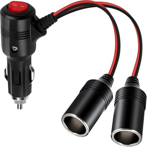 Distribuidor de encendedor de cigarrillos, enchufe hembra, adaptador de coche, 15 cm, cable de extensión con interruptor, 12 V/24 V, extensión de encendedor de cigarrillos para coche, moto, caravana