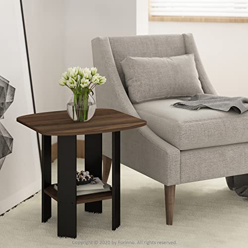 Image of FURINNO Simple Design 2-Pack End Side Table, Columbia Walnut /Black