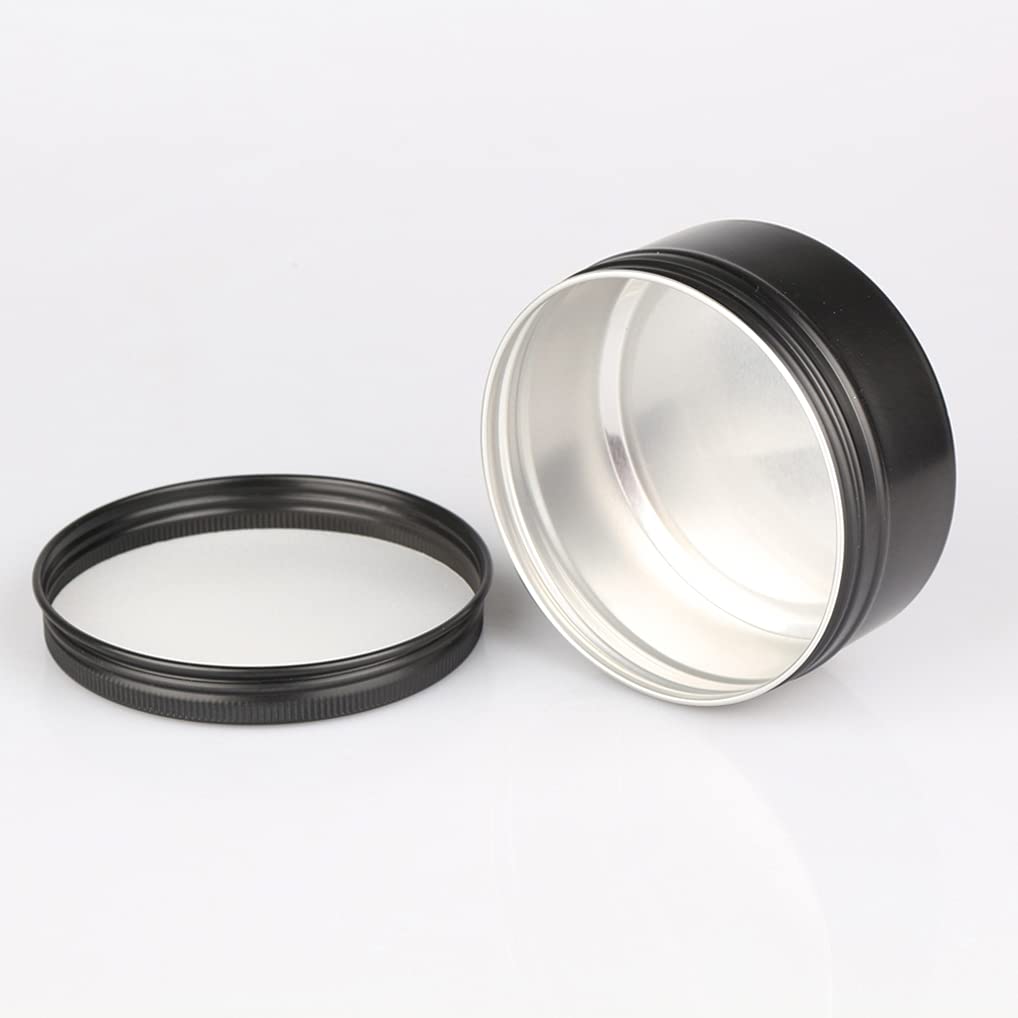 50 Piezas Tarros de Aluminio con Tapa Rosca 150ml, Negro Mate Tarros de Aluminio Vacíos Redondo para Contenedor De Cosméticos Cremas Caja de almacenaje con 5 Espátula y 2 Etiqueta