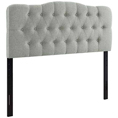 Image of Modway Annabel Tufted Button Linen Fabric Upholstered Queen Headboard in Gray
