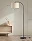 EDISHINE Stehlampe Wohnzimmer, 161cm Bogenlampe mit Verstellem Beigen Leinen-Lampenschirm & Fußschalter, mit E27 LED-Glühbirne, Leselampe Schlafzimmer, Stehleuchte Modern für Kinderzimmer, Schwarz