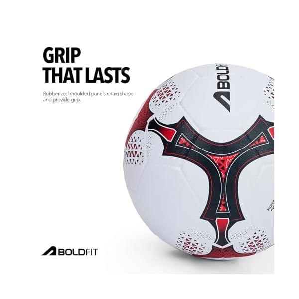 Boldfit Blaze Football Practise Foot Ball with Pump Training Football Size 5 Original for All Ages Group Rubber Moulded Standard Sports Foot Ball for Ground, Grass, Turf, Outdoor Waterproof - Red - Image 2