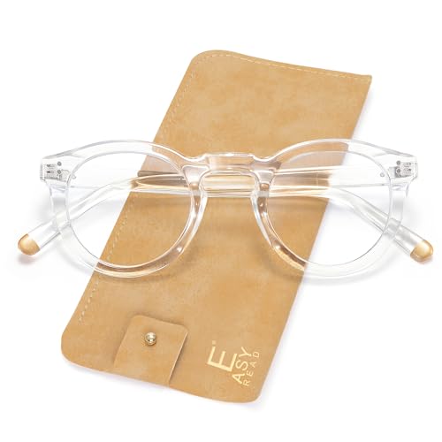 Image of EASY READ Retro Round Blue Light Blocking Reading Glasses for Women,Anti UV Readers for Women with Spring Hinge