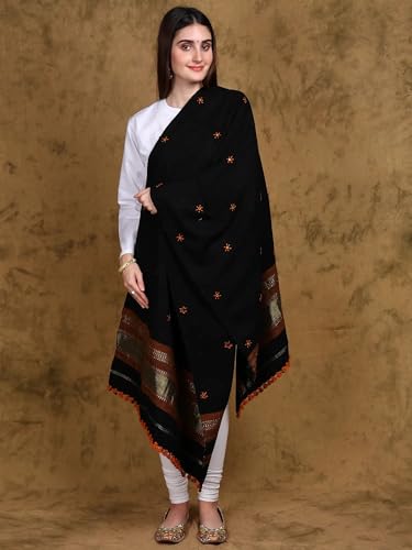 Stole from Kutch with Embroidered Mirrors and Golden Border2