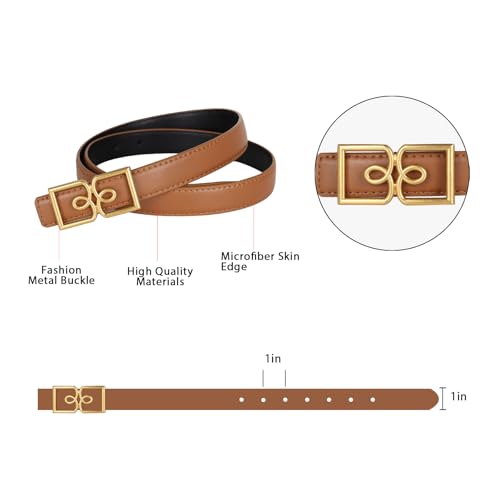 Image of Aurolran Women's Leather Belt with Buckle - Ideal for Dresses, Jeans, and Coats