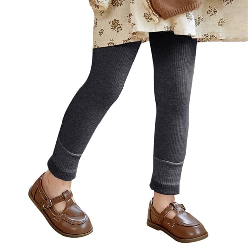 Girls Fleece Lined Leggings Kids Thick Thermal Ribbed Knit Footless Tights Winter Soft Cotton Pantyhose Stockings