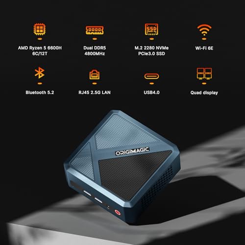 Image of N2 11 Pro Mini PC, Ryzen 5 6600H (up to 4.5GHz), 32GB DDR5 512GB PCIe SSD Mini Desktop Computers, USB4 /Quad 4K Display /Wi-Fi 6E /BT 5.2 /2.5 Gigabit LAN Mini Gaming PC, School & Office