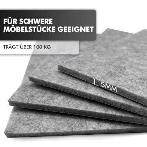 shinfly 5mm Filzgleiter Selbstklebend 4 Stück - (20x15cm) Möbelgleiter Filz Selbstklebend Zuschneiden, wie Sie möchten, Filzgleiter für Stühle Möbel Fußboden Stuhlbein (Grau)