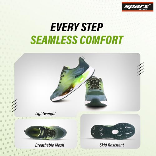 Image of SPARX Sports Running Shoes for Men - Lightweight Breathable Lace-Up Athletic Shoes with Cushioned Comfort, Shock Absorption, Durable Grip, Flexible Sole & Everyday Walking Performance