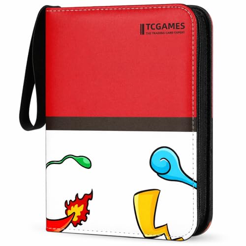 Trading Card Binder 440 Pockets 4-Pocket Card Holder Album with 55 Sleeves Red