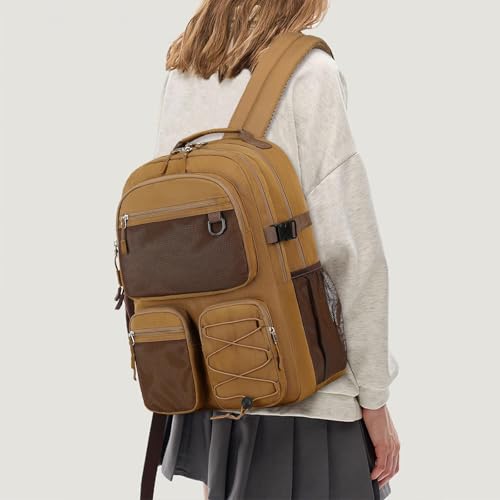 Image of Lohol Water Resistant Backpack for School Travel College Travel, Large Bookbag with Mulitiple Pockets for Men and Women (Brown)