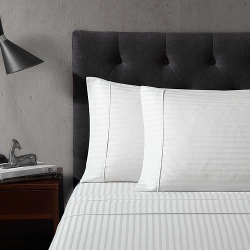 Vera Wang - Queen Sheet Set, Super Soft & Breathable Premium Cotton Bedding with Matching Shams, Fade Resistant, Striped Bedding Set (Dobby Stripe Grey, Queen) - Image 3