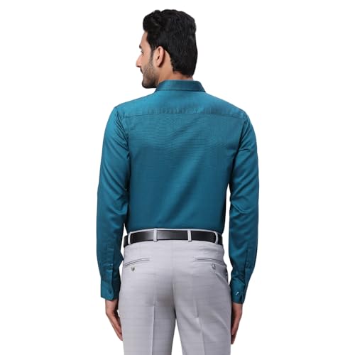 Image of Park Avenue Men's Slim Fit Structure Pattern Pure Cotton Semi Cutaway Collar Full Sleeve Formal Shirt