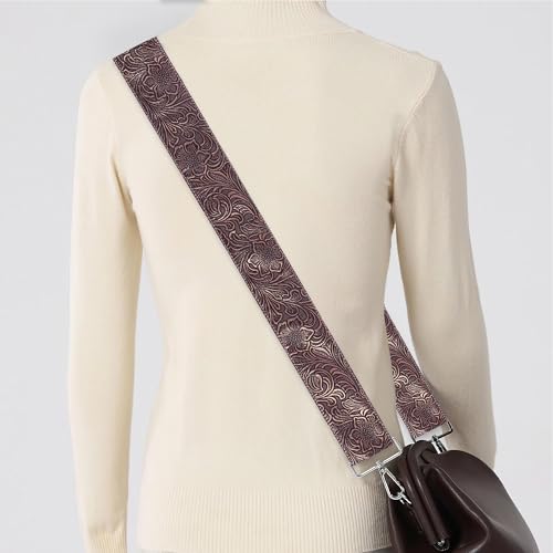 Image of Purse Straps Replacement Crossbody,Crochet Purse Strap for Handbags,Wide Shoulder Straps for Bags(5-Carved Copper Red)