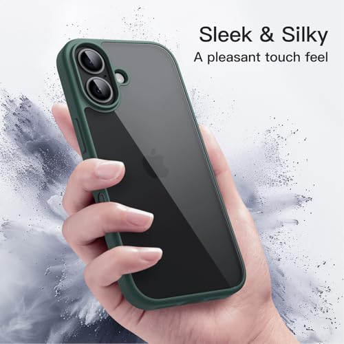 Image of JETech Case for iPhone 17 6.3-Inch, Shockproof Phone Bumper Cover, Solid Color Matte TPU Frame, Anti-Scratch Clear Back (Dark Green)