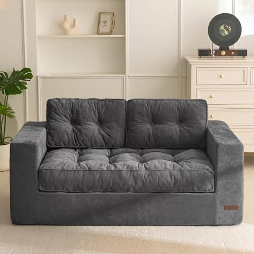 Boneless Sofa Couch Loveseat Dark Grey