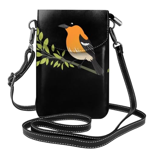 Petit sac à main en cuir véritable avec gravure oriole pour smartphone féminin