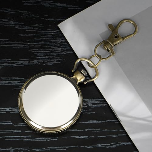 Image of Minimalist Ultra Thin Open Face Quartz Pocket Watch with Key Buckle Unisex Portable Unisex Pocket Watch