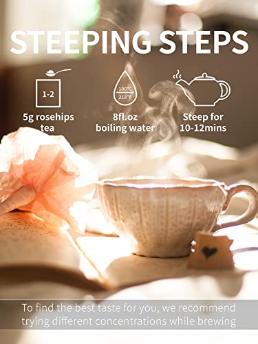 Image of TeeLux Rosehip Tea Loose Leaf, Whole Dried Rose Hips Herbal Tea, 5.3oz