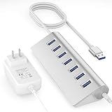 【Contenu de la livraison】Hub USB pour ordinateur portable avec câble USB de 1,5 m (mise à niveau), bloc d'alimentation 5 V/4 A.