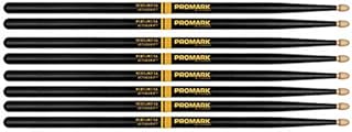 4 PACK Promark ActiveGrip Rebound 5A Drumsticks, Acorn Tip, Black, R5AAG-4